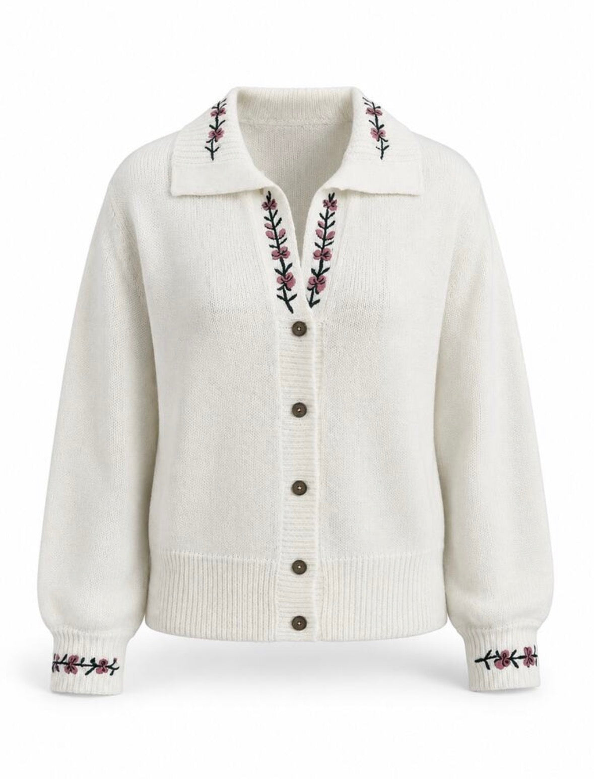 Cardigan - Col brodé,