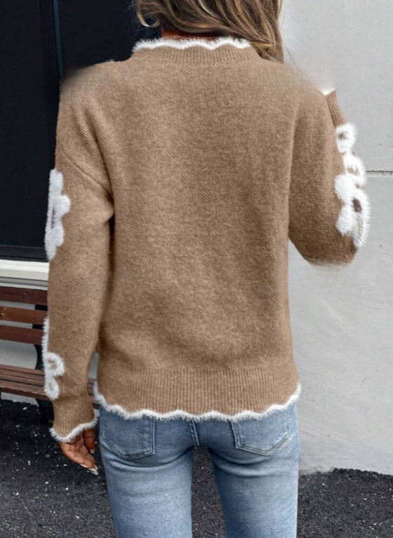 Maglione fiore (Marron)
