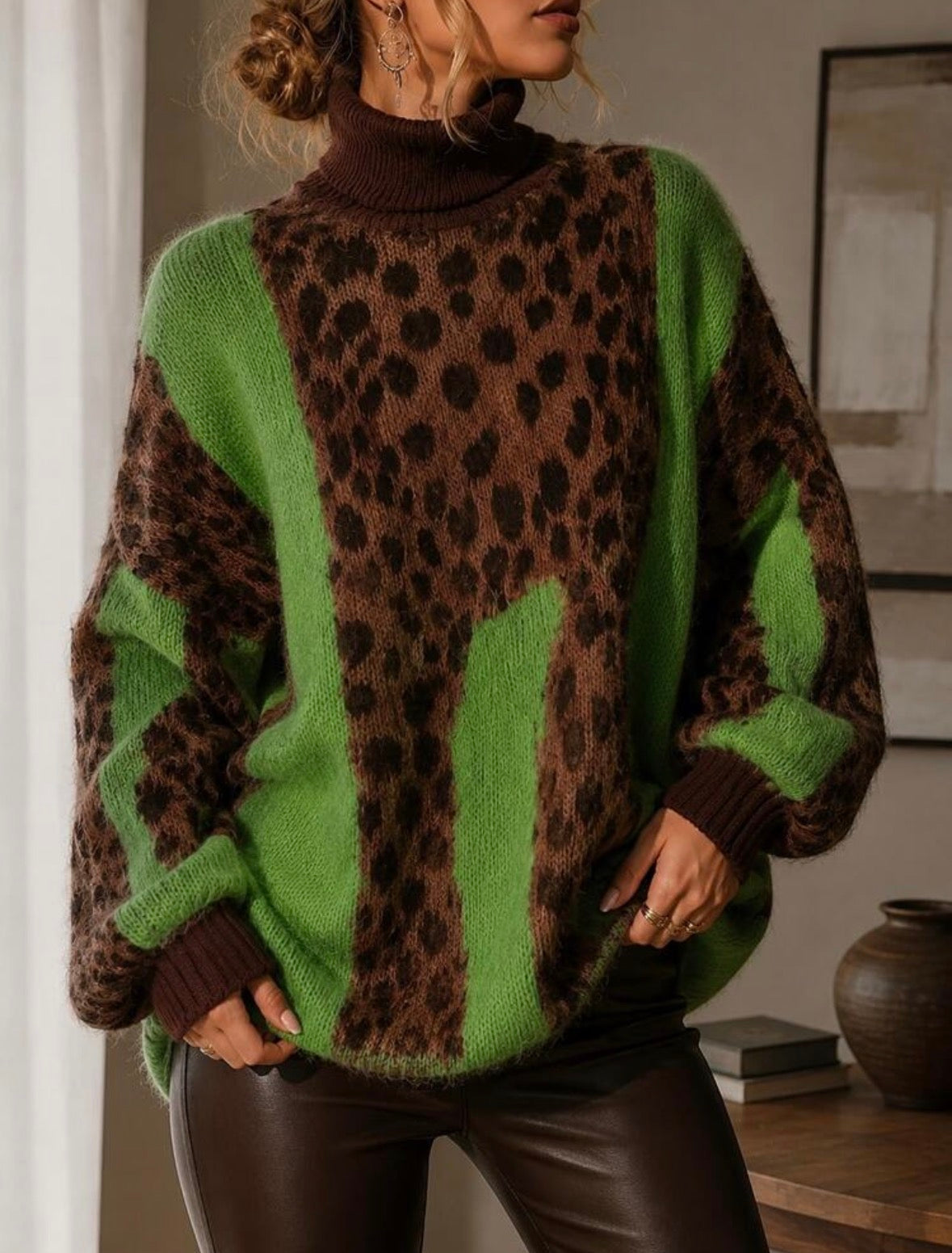 Pull - Green léopard