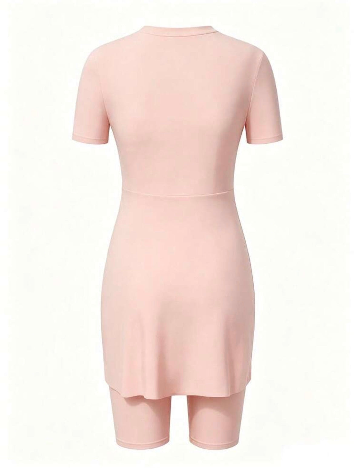 Ensemble + short court noir mi-genoux (Pink)