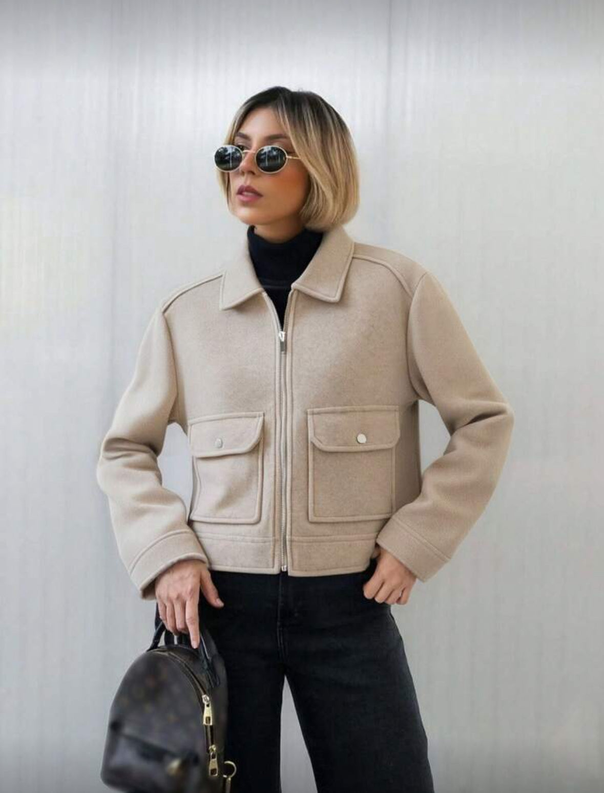 Veste en tweed Beige