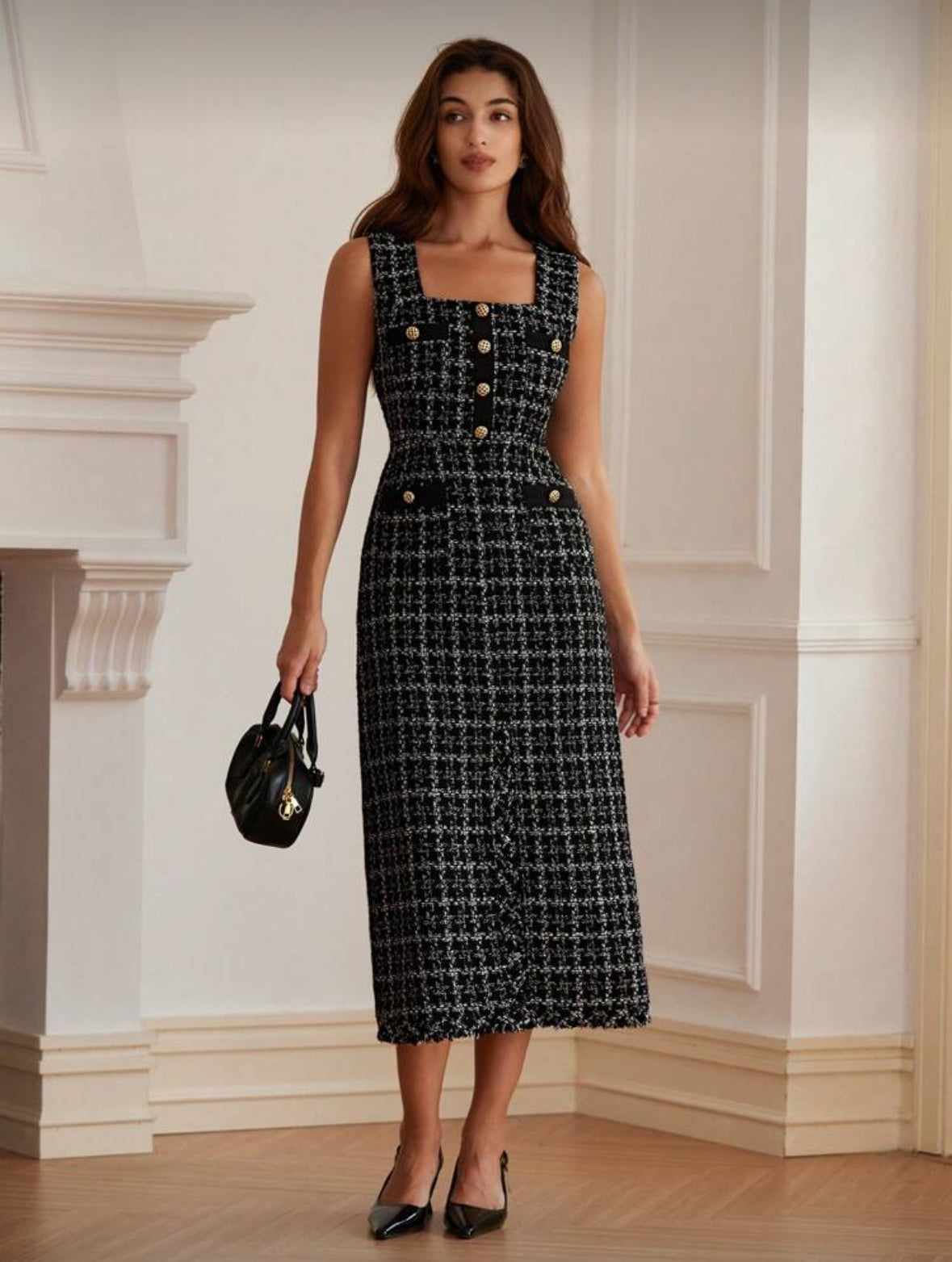 Robe à col carré