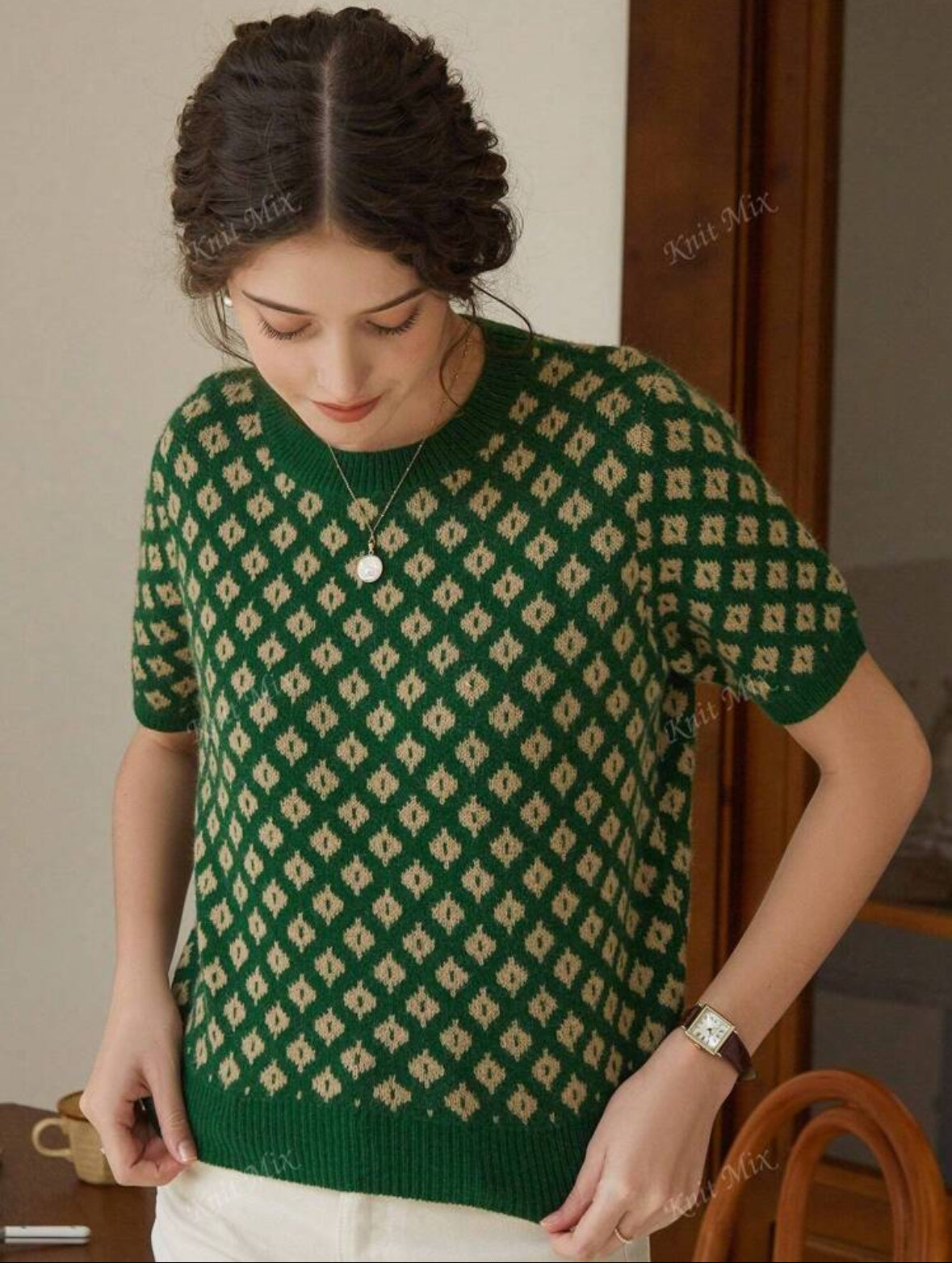 Top tricoté green
