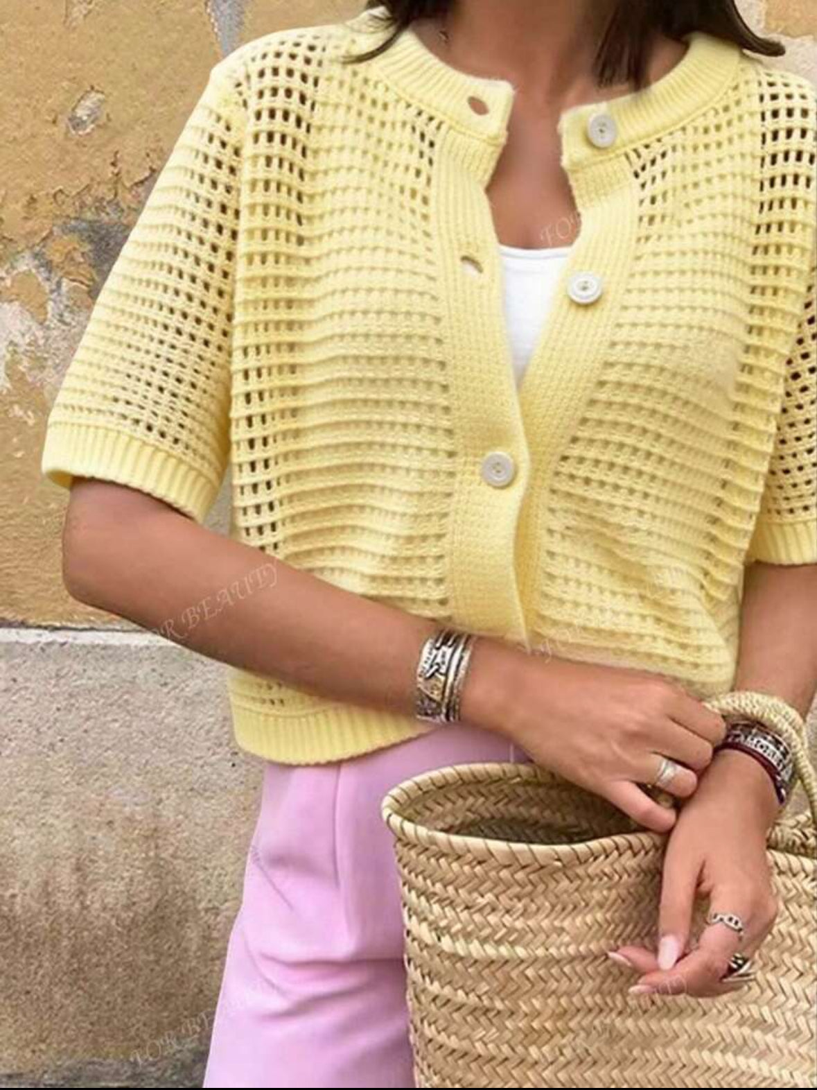Cardigan tricoté à manches courtes