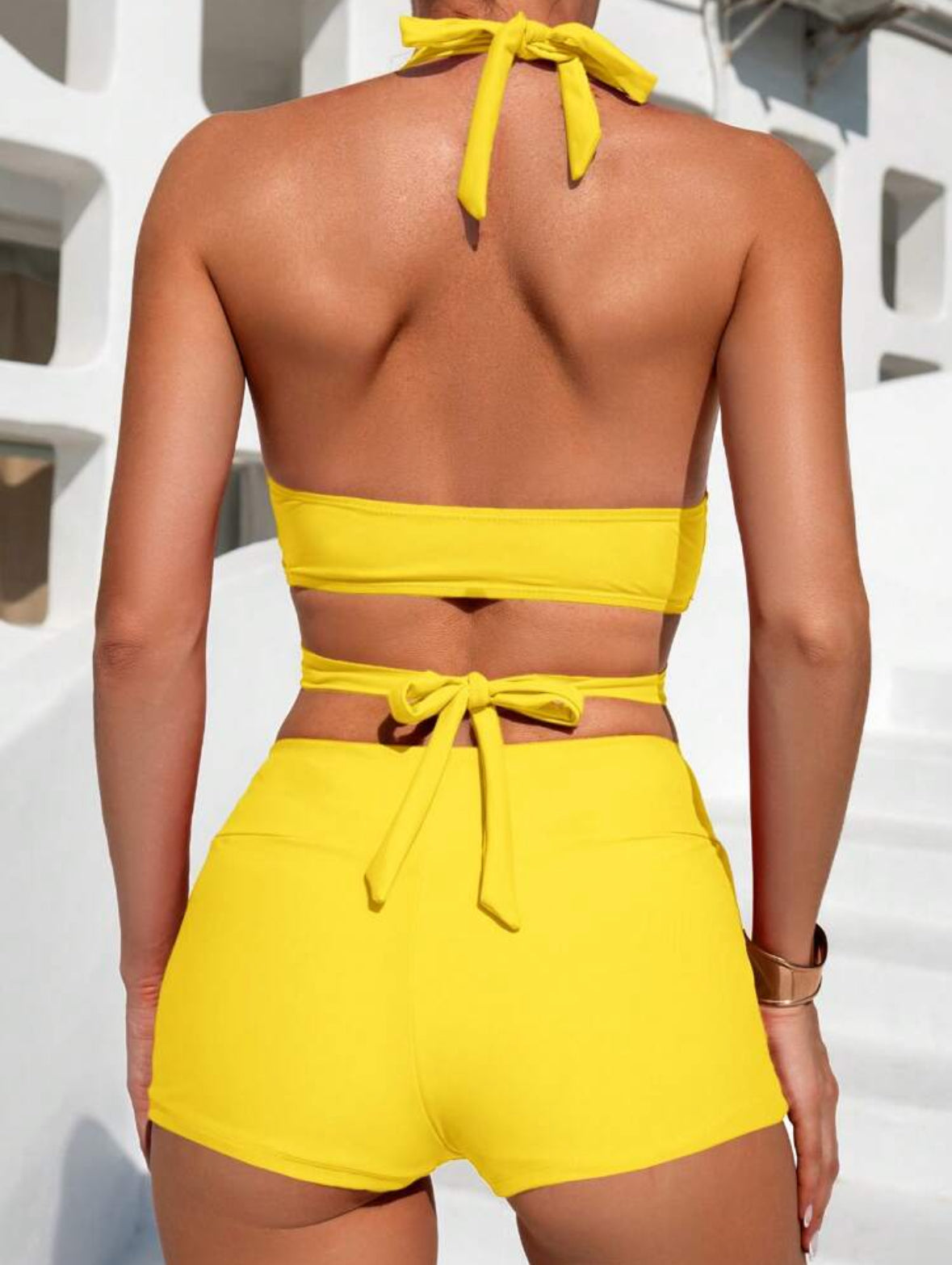 Bikini col croisé Jaune