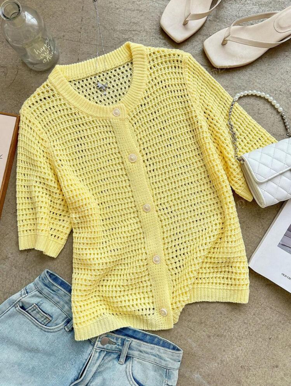 Cardigan tricoté à manches courtes