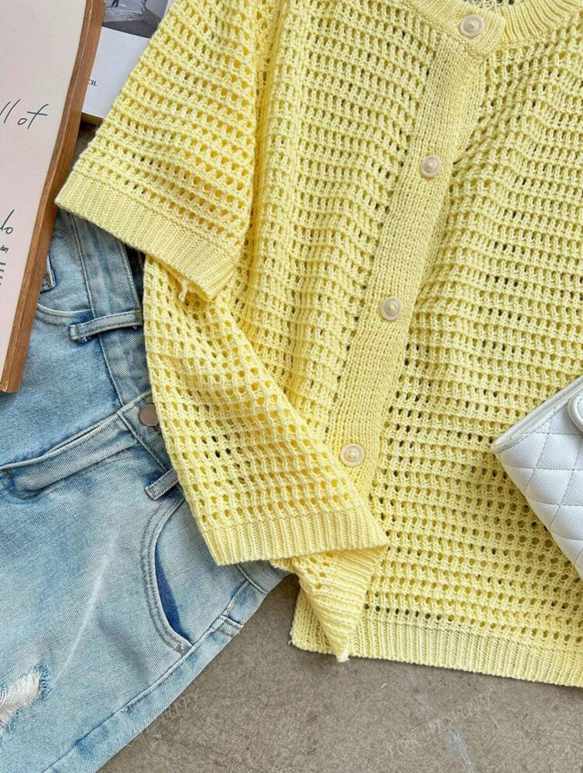 Cardigan tricoté à manches courtes
