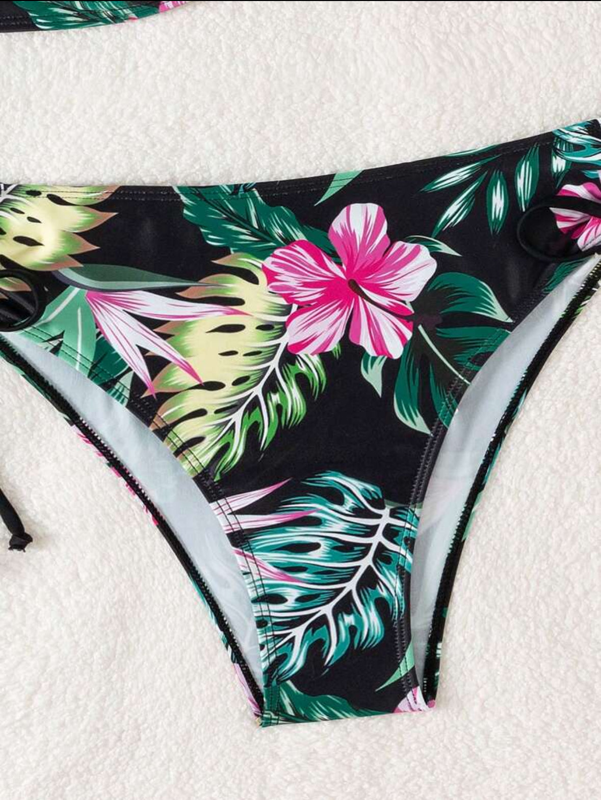 Ensemble bikini sexy imprimé de plantes tropicales