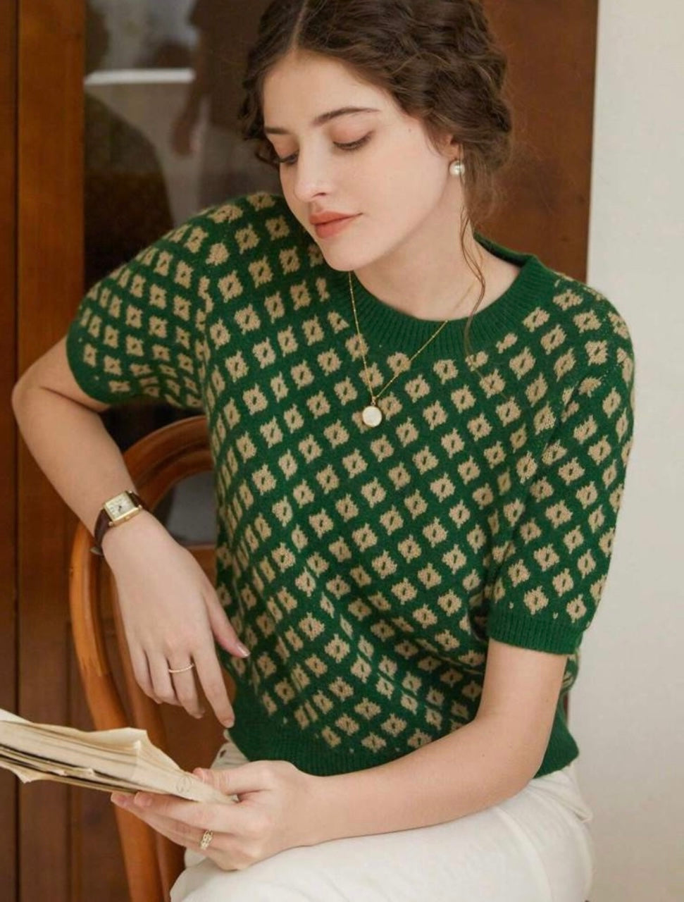 Top tricoté green
