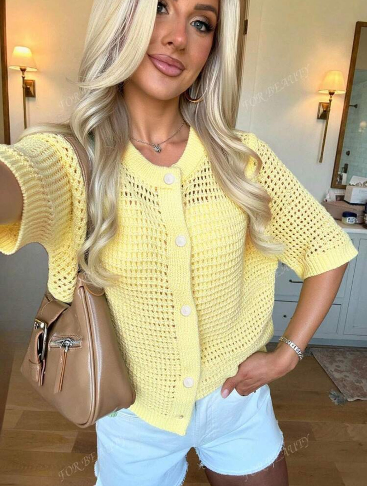 Cardigan tricoté à manches courtes