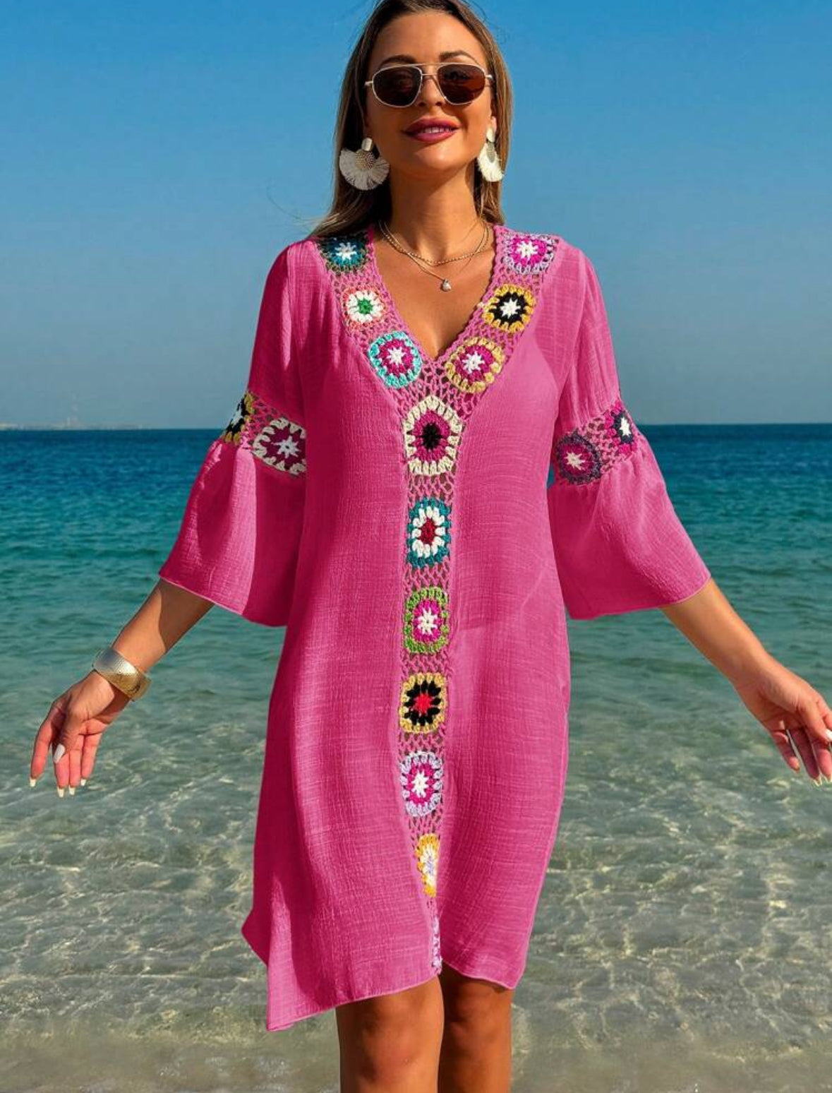 Crochet V-neck loose fit