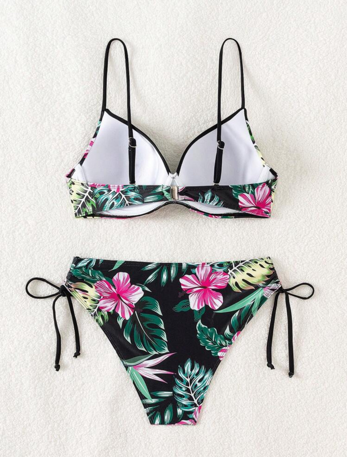 Ensemble bikini sexy imprimé de plantes tropicales