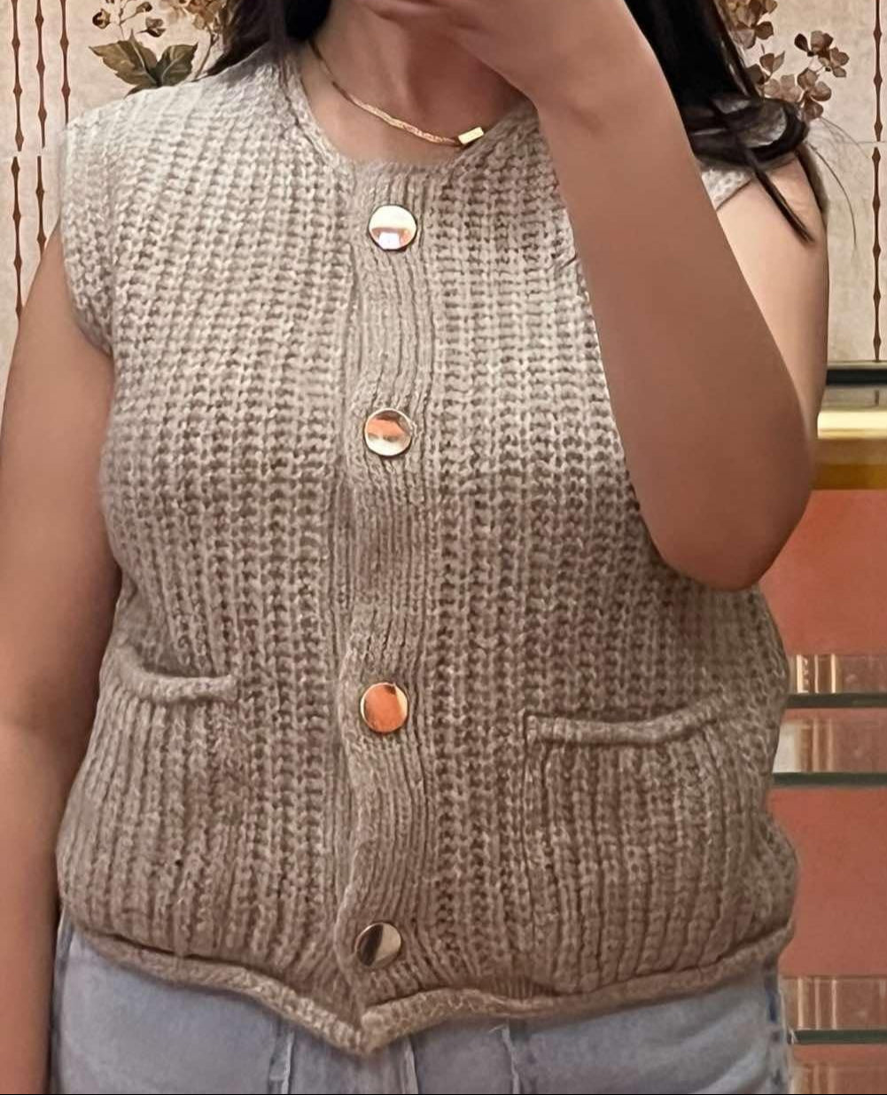 Gilet boutonné Beige