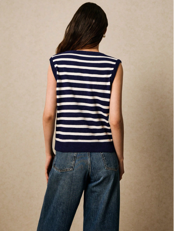 Gilet en tricot rayé sans manches