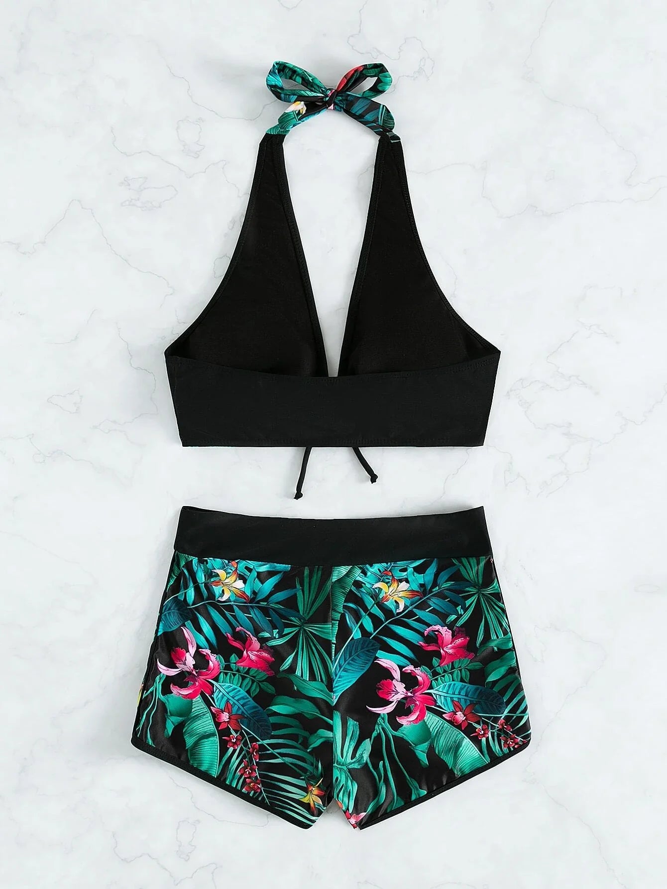 Tropical ras-du-cou/boxer/noir