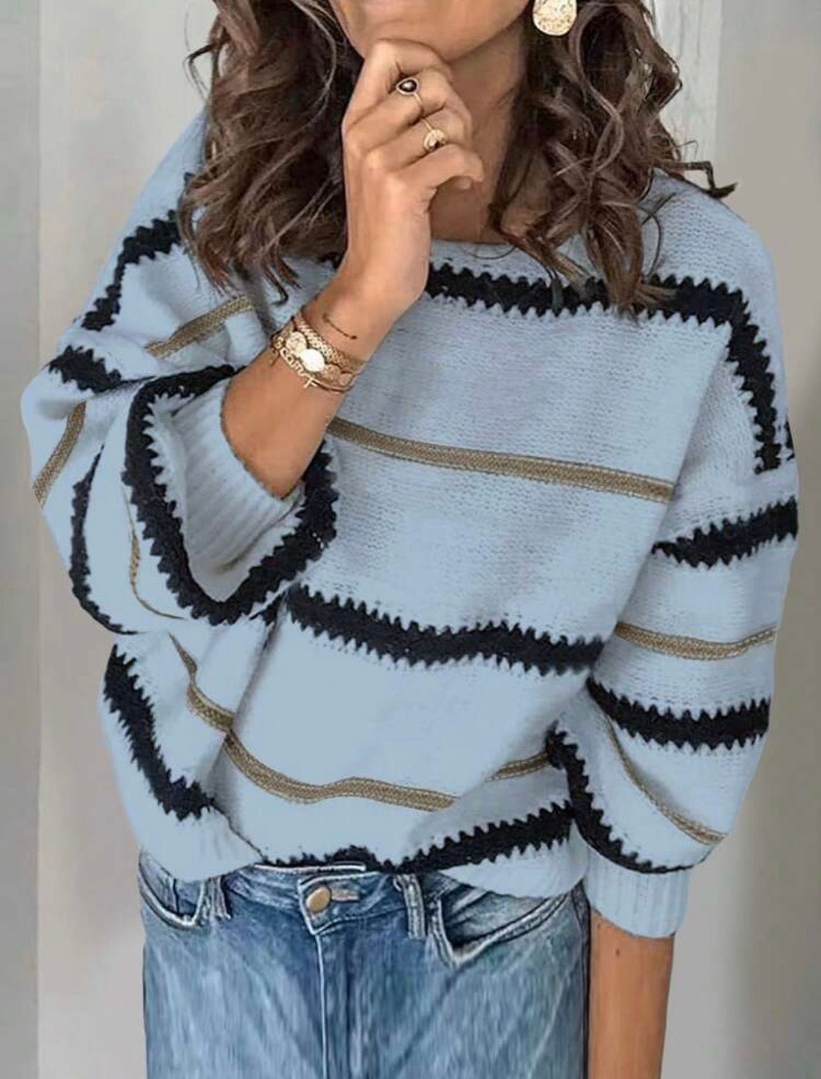 Pull ample - Manches longue Bleu-ciel