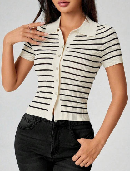 Top tricoté — Rayures noires
