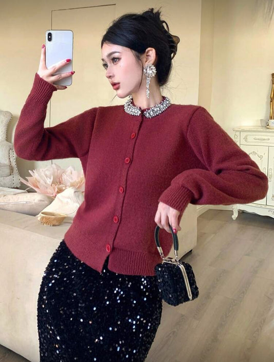 Cardigan avec ornements de strass