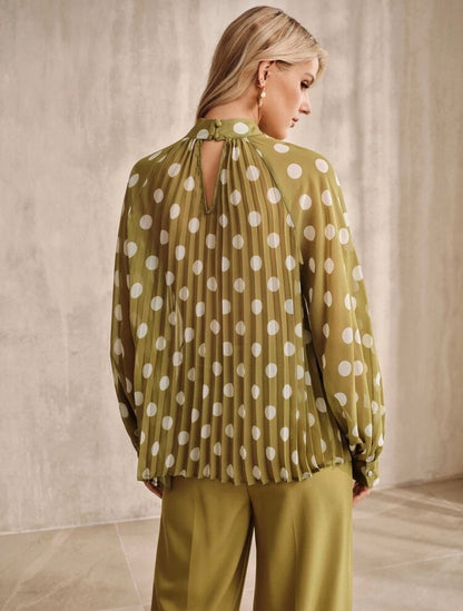 Blouse élégante - vert à pois