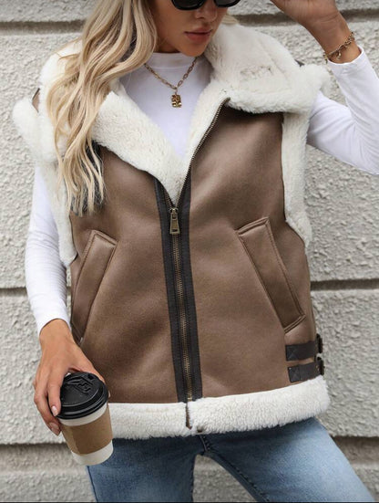 Veste sans manches en fourrure de mouton