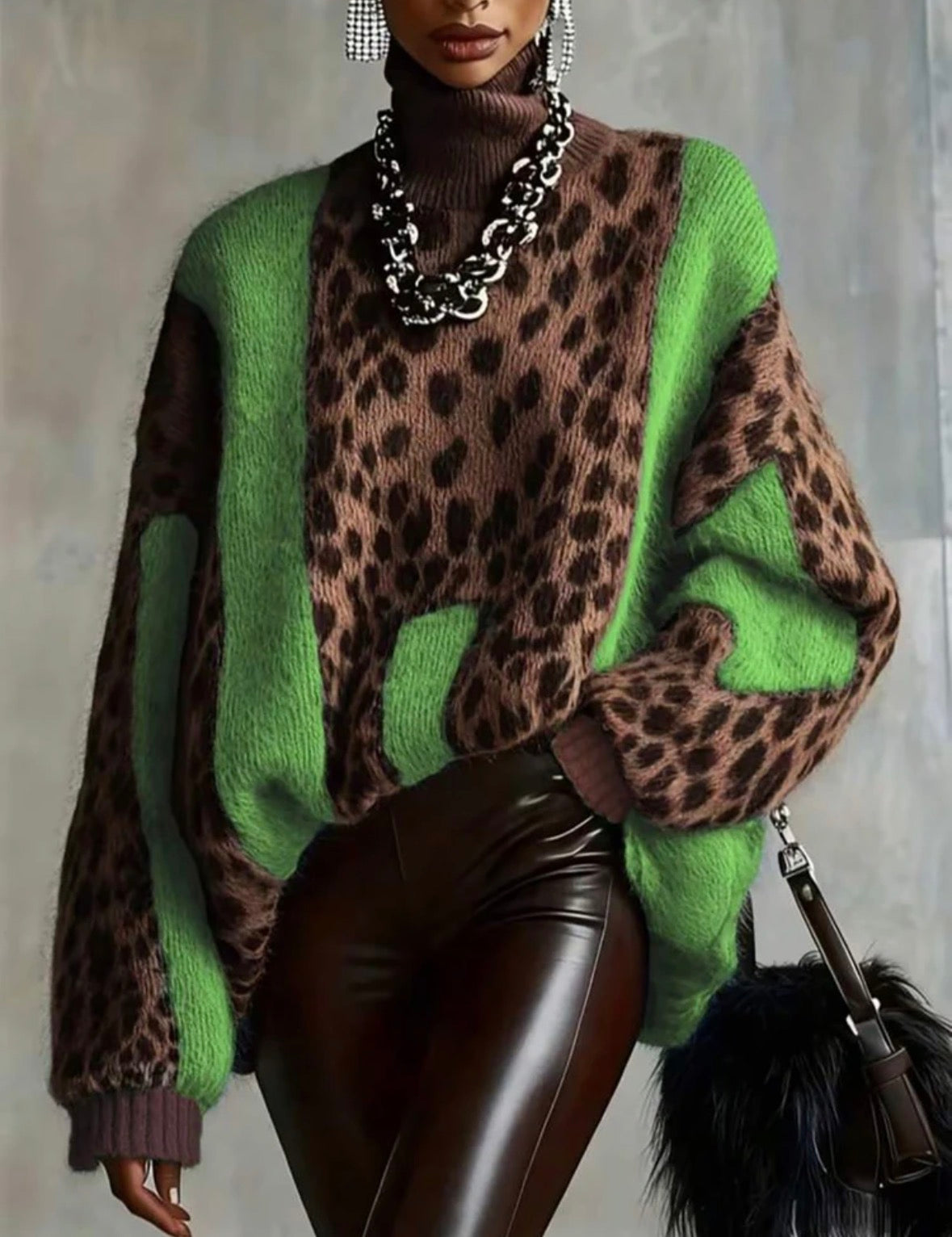 Pull - Green léopard