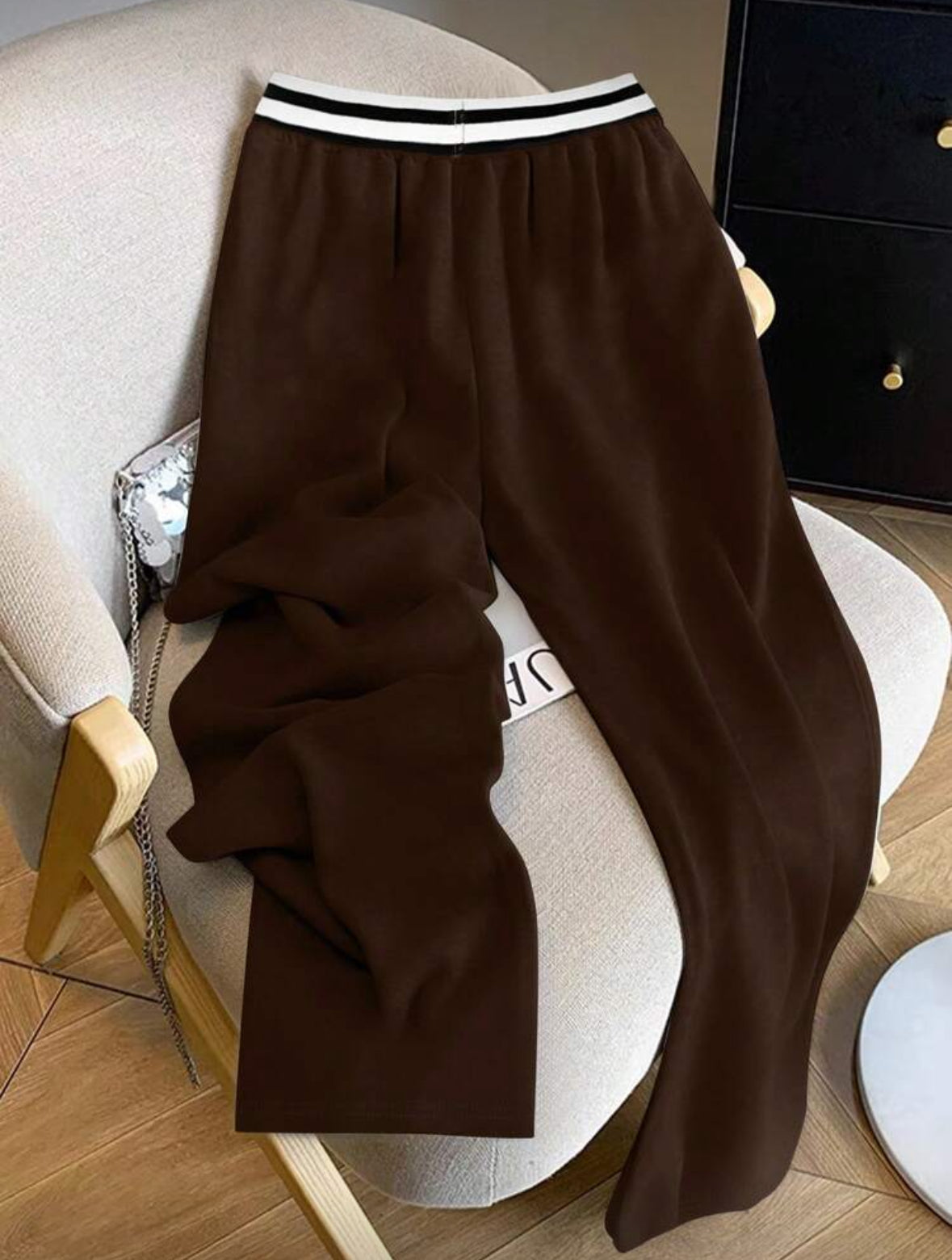 Pantalon droit ample (Marron)