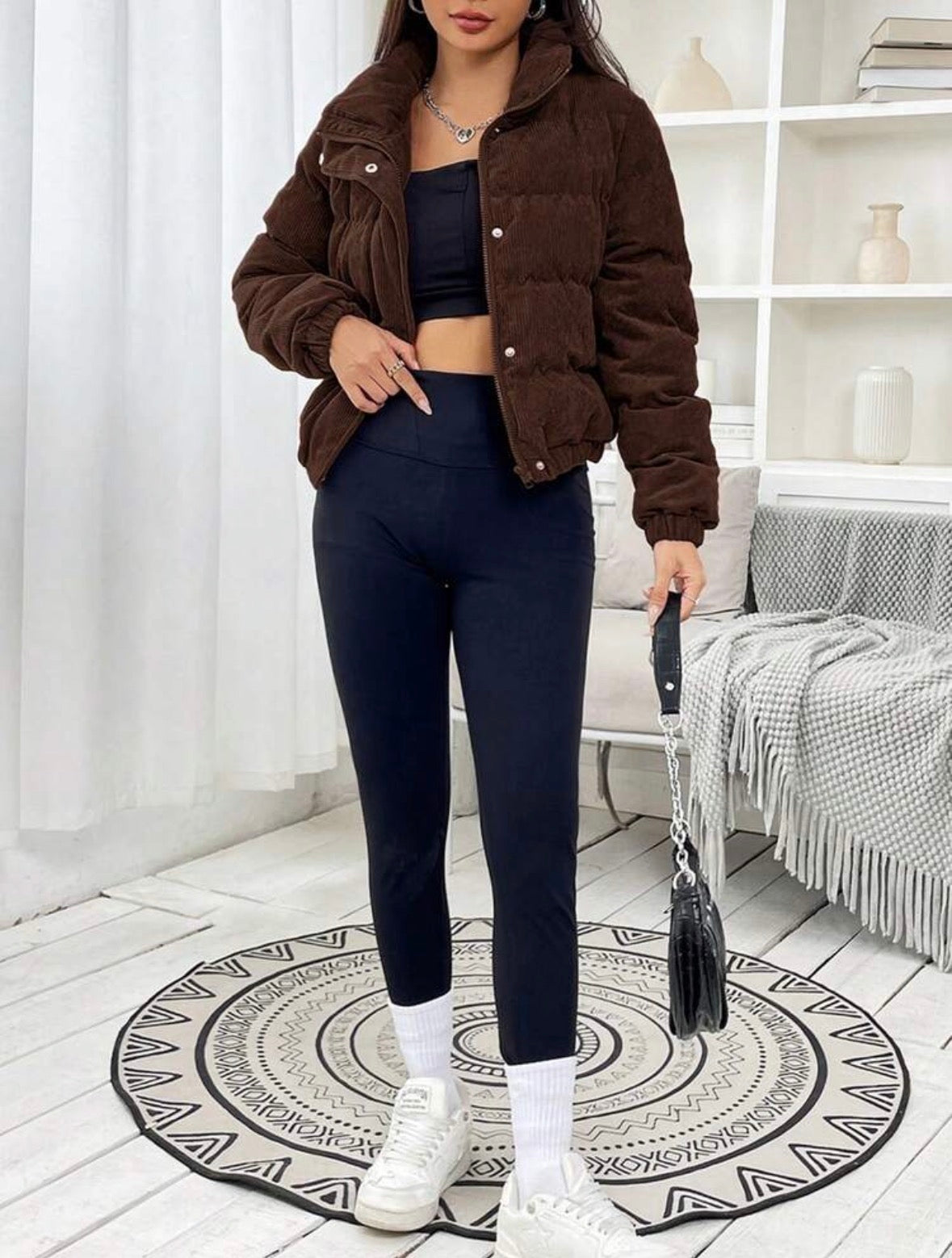 Manteau en velours - Marron café