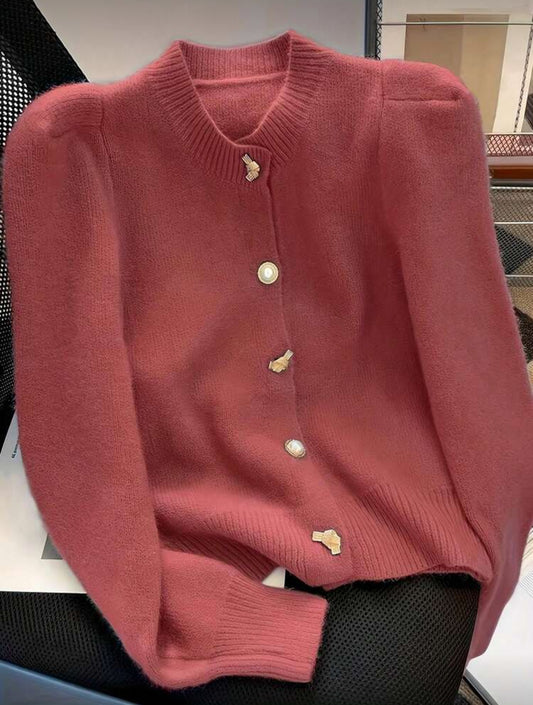 Cardigan tricoté (Rose vif)