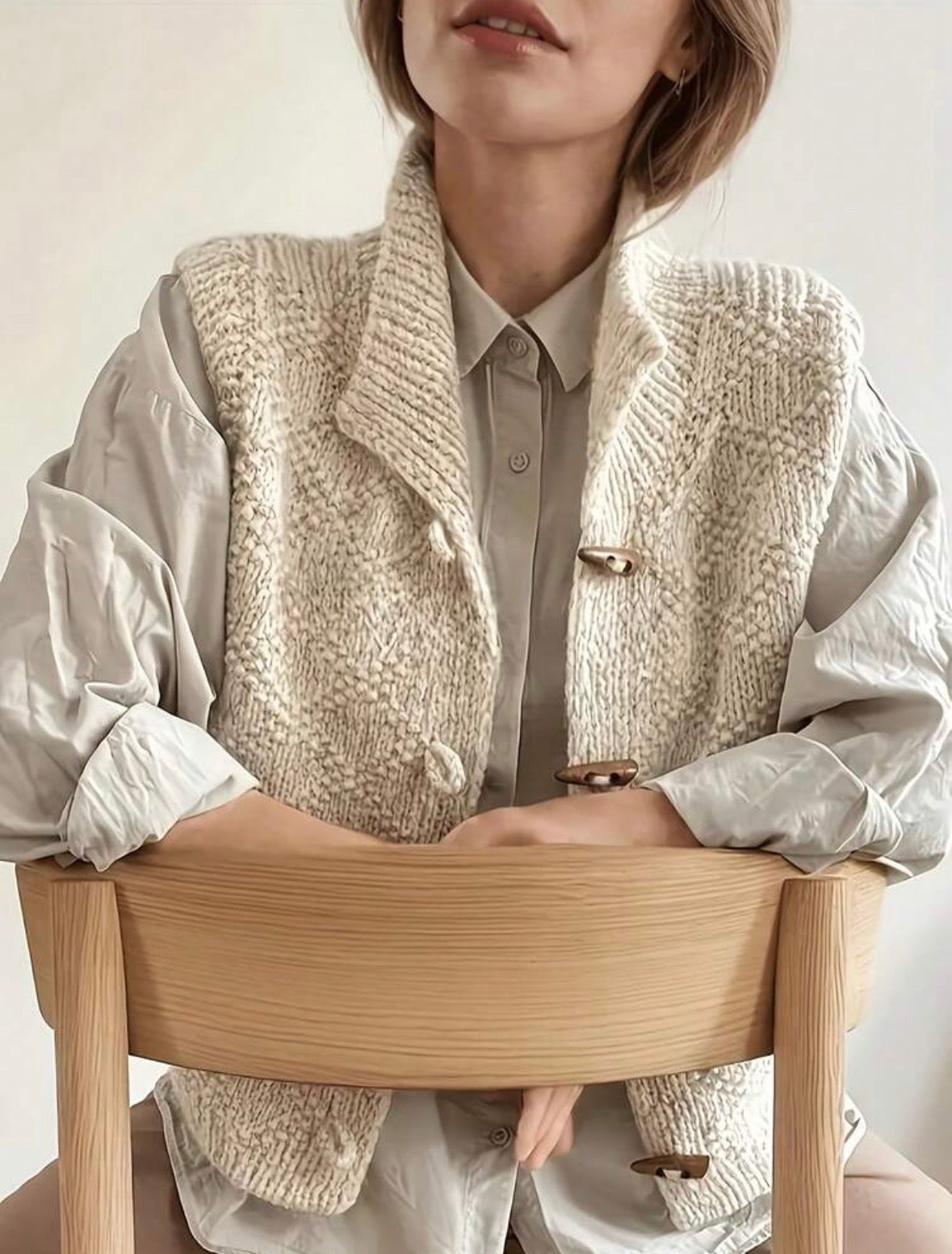 Gilet - Boutons en bois