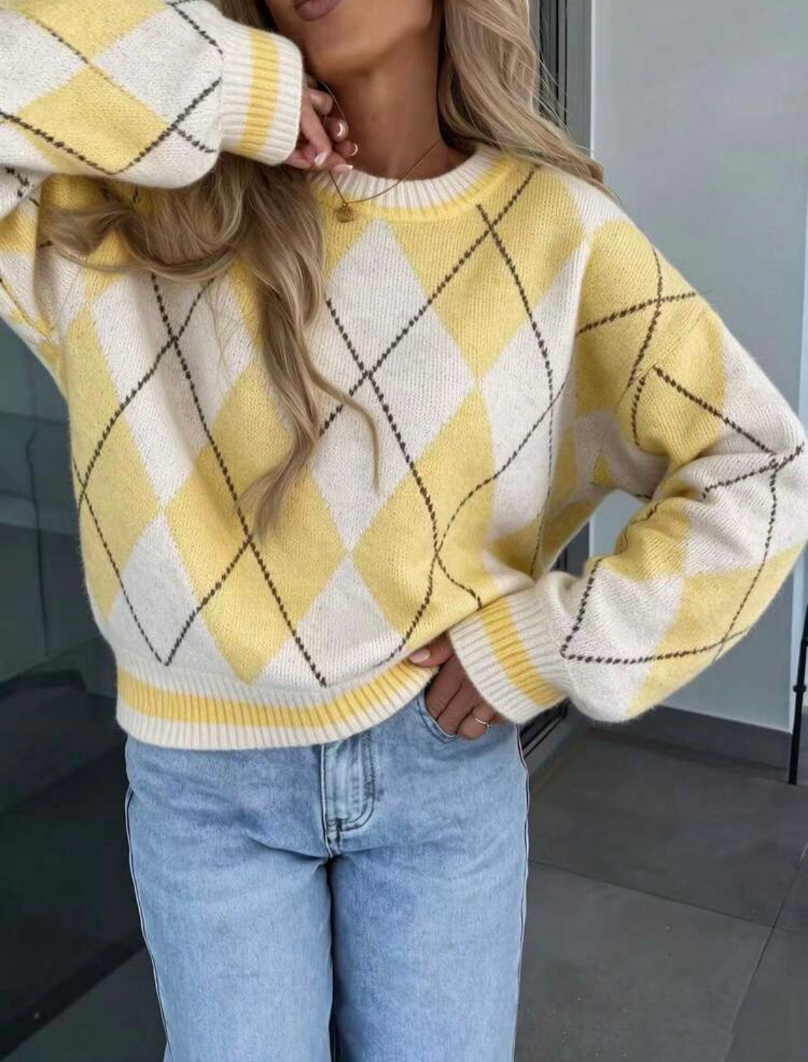 Pull - Jacquard jaune