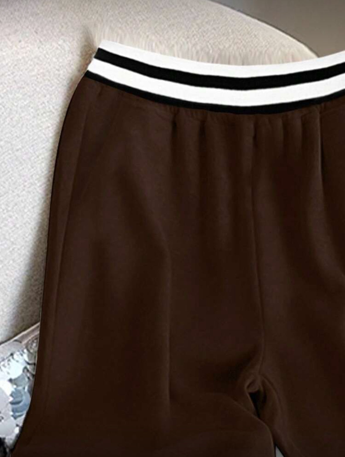 Pantalon droit ample (Marron)