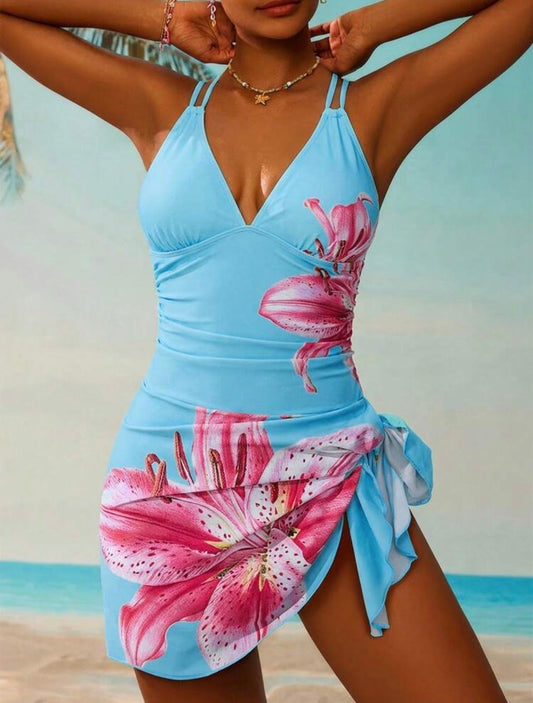 Maillot de bain nouée (Bleu)