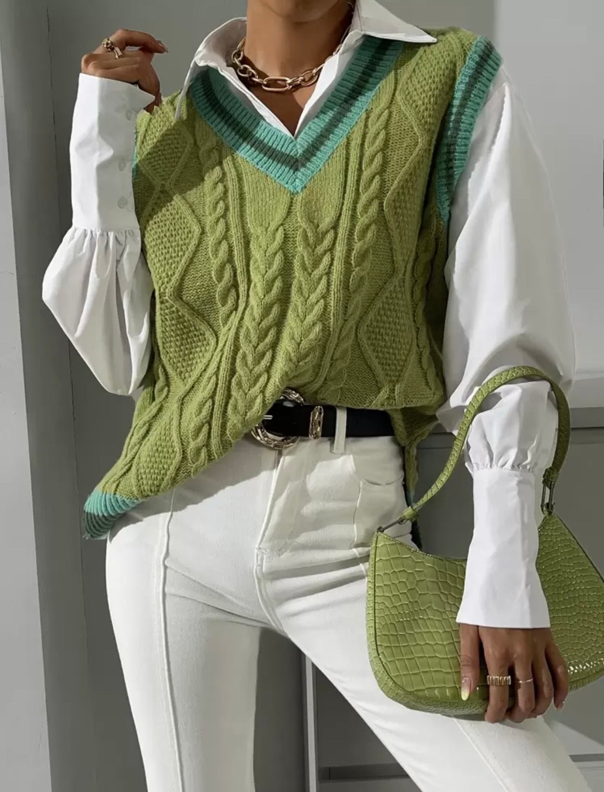 Pull sans manches -Vert olive