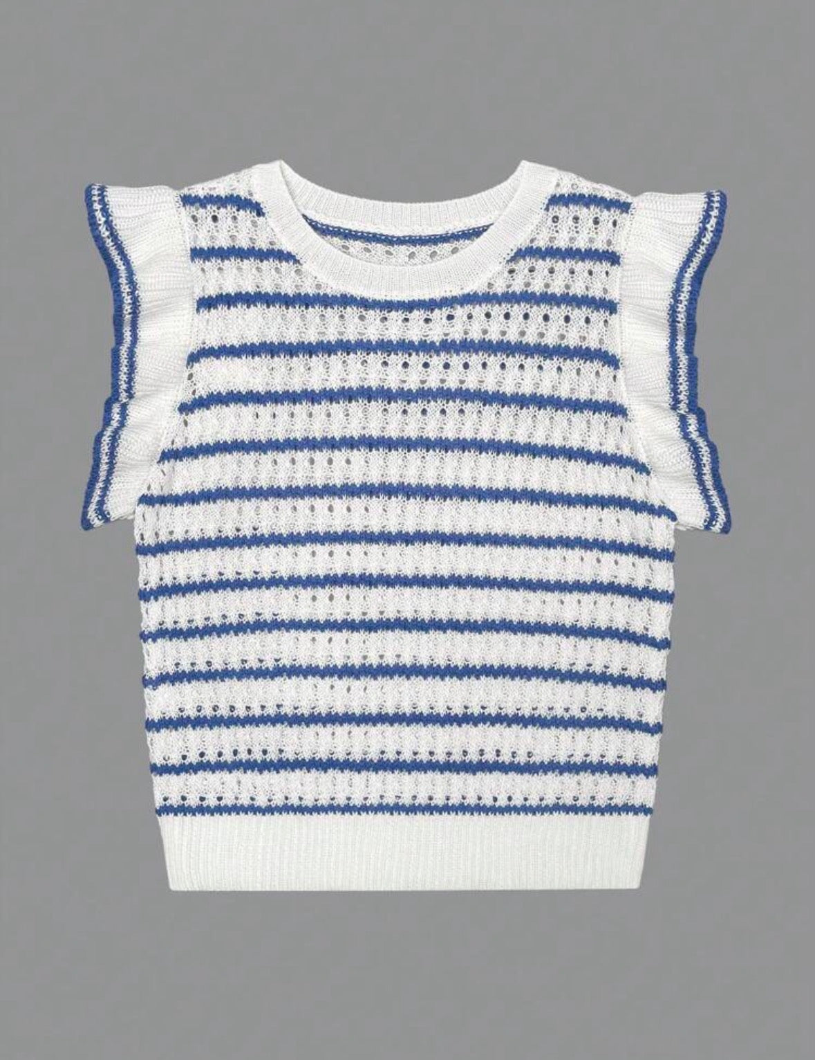 Gilet — Crochet rayé (Bleu)