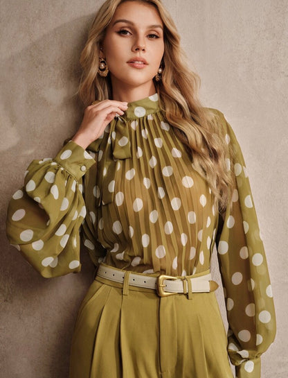 Blouse élégante - vert à pois