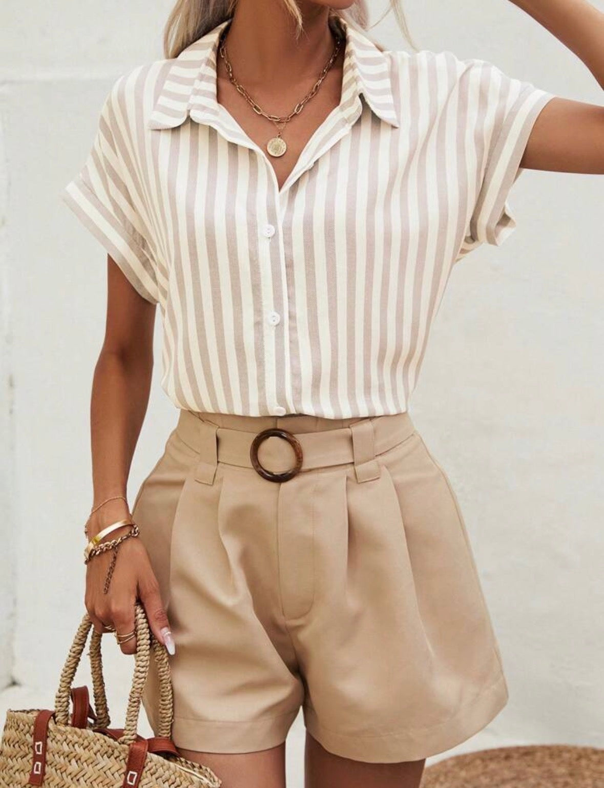 Chemise rayée à manches courtes