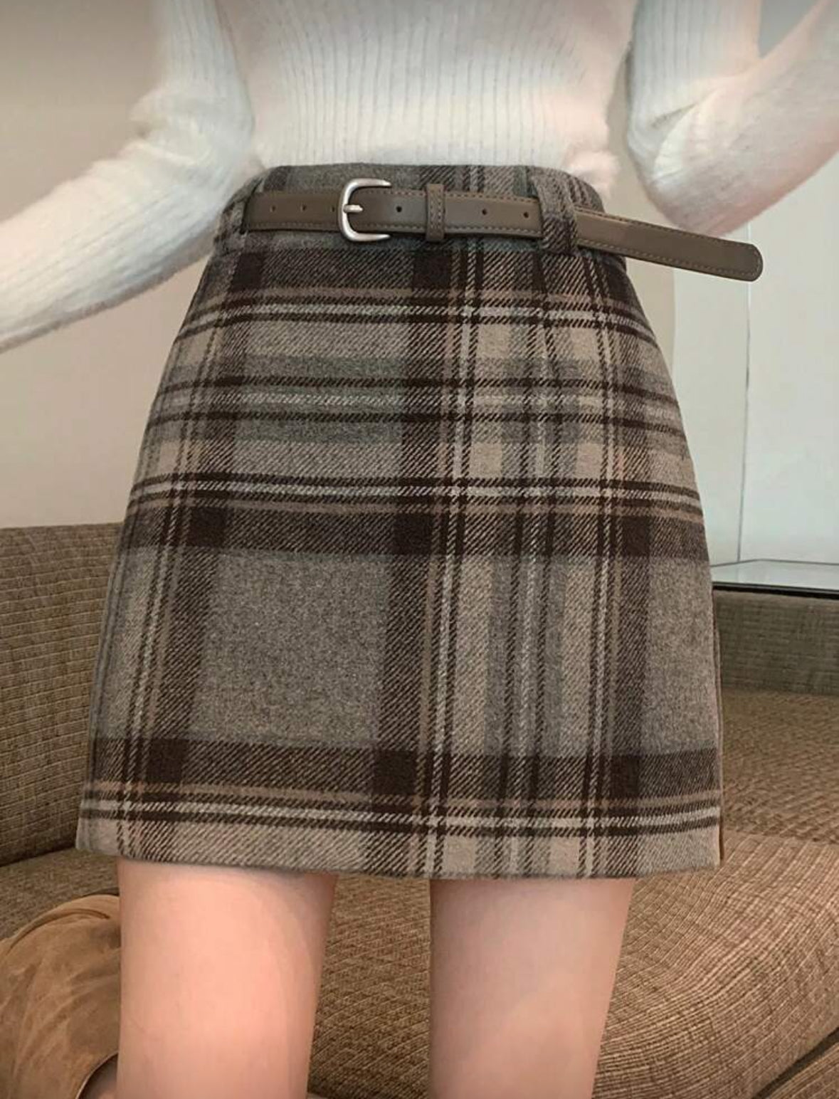 Jupe mini à carreaux