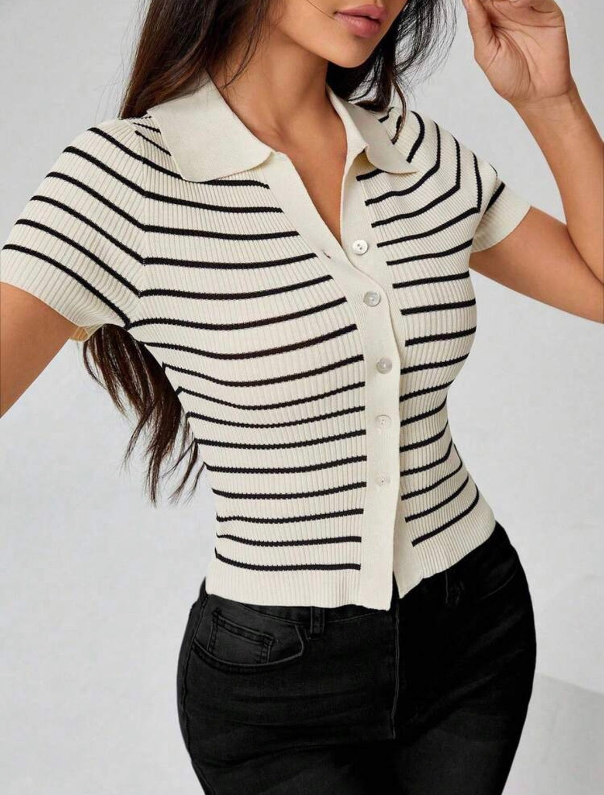Top tricoté — Rayures noires