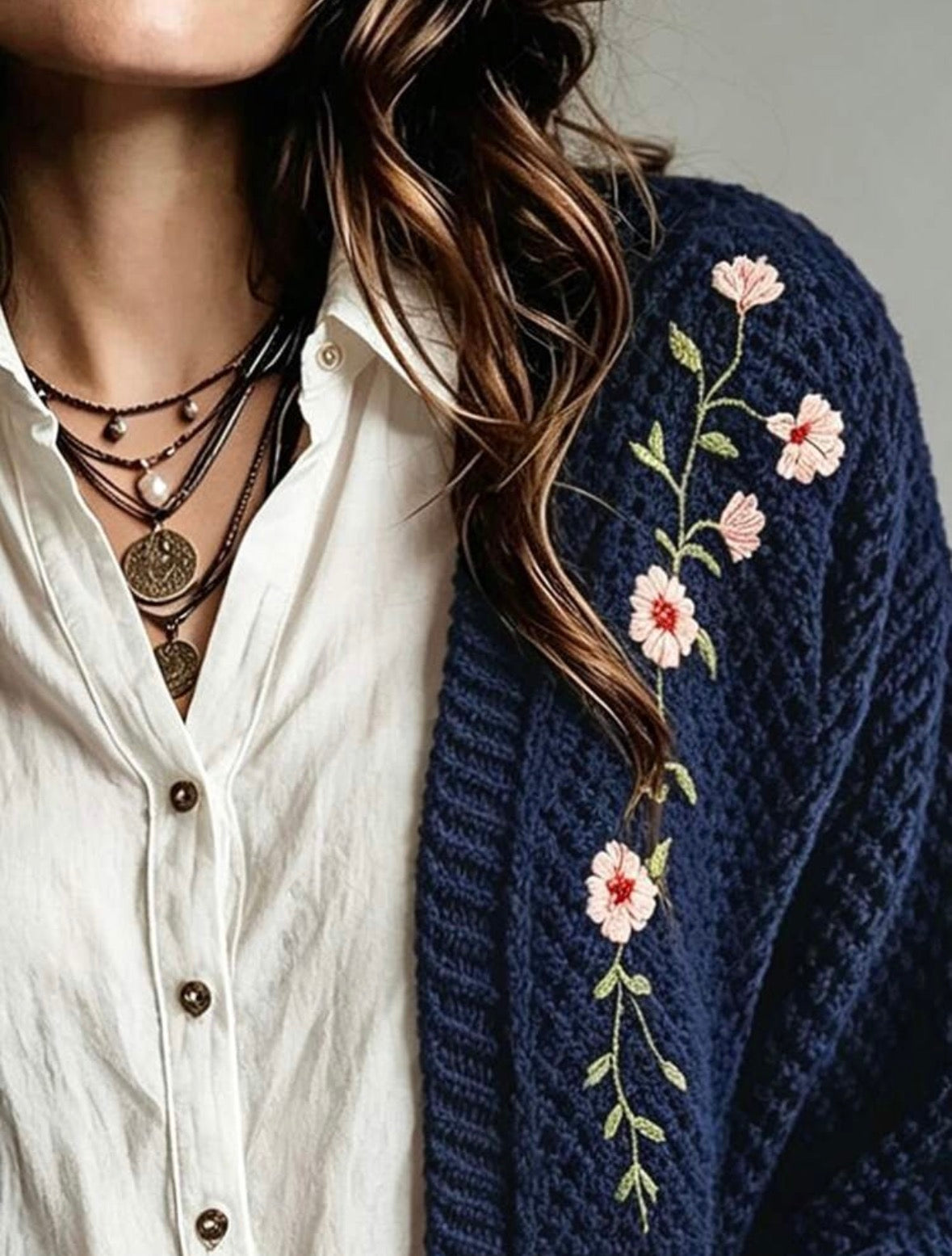 Cardigan Bleu marine - Floral
