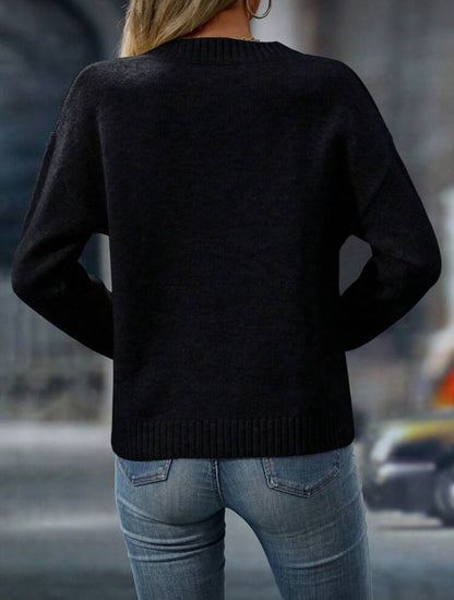 Pull ample à col V à manches longues