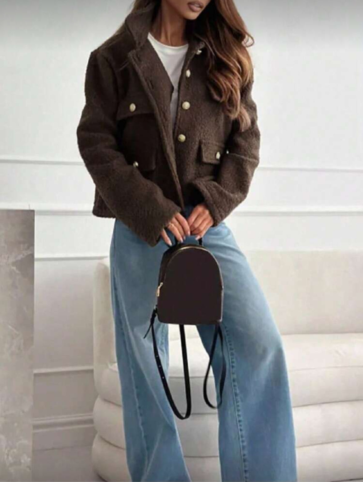 Veste courte en laine d'agneau