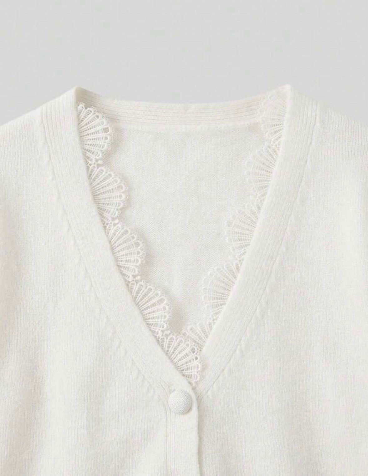 Cardigan - Bordure en dentelle