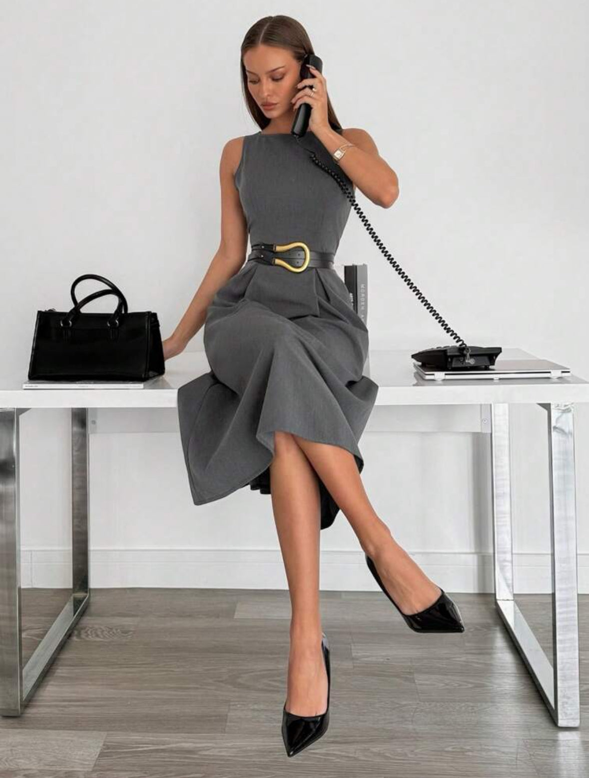 Robe midi grise