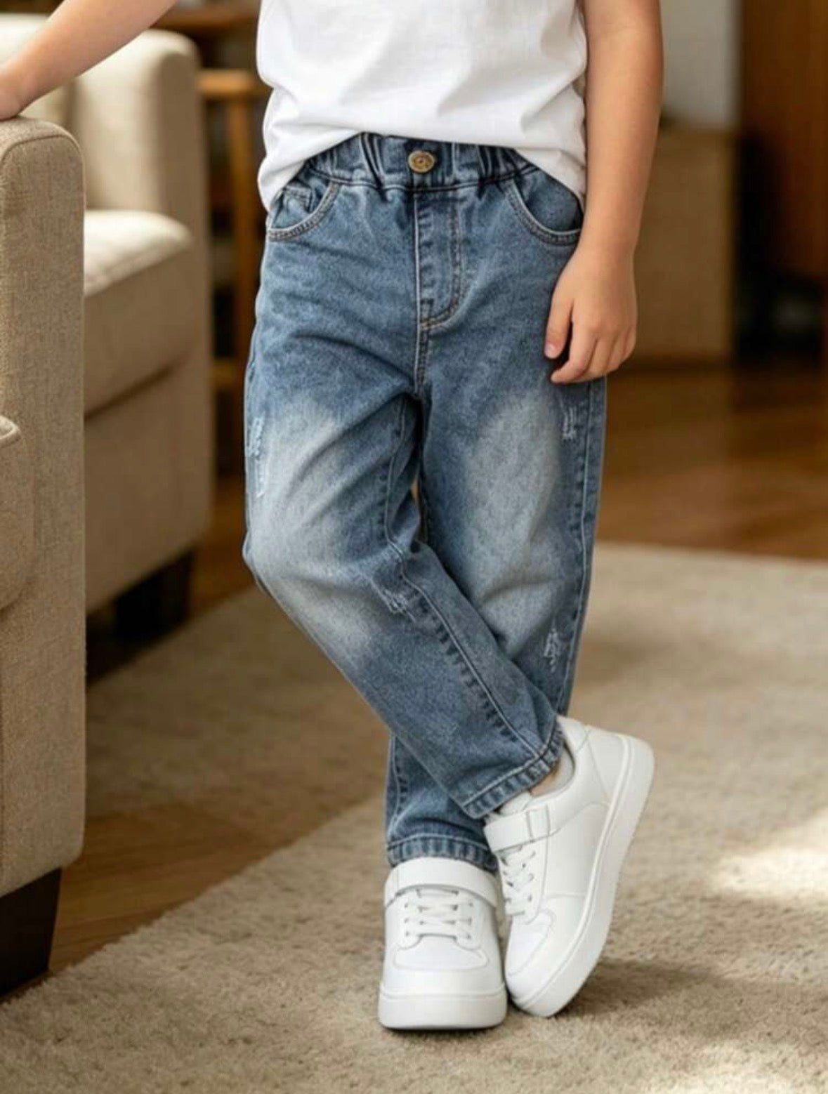 Jeans en denim délavé