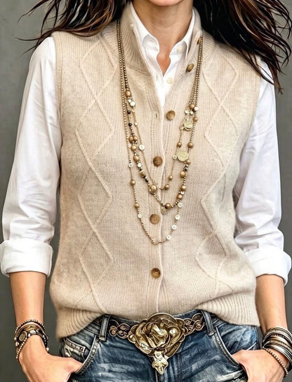 Gilet en tricot - Col montant