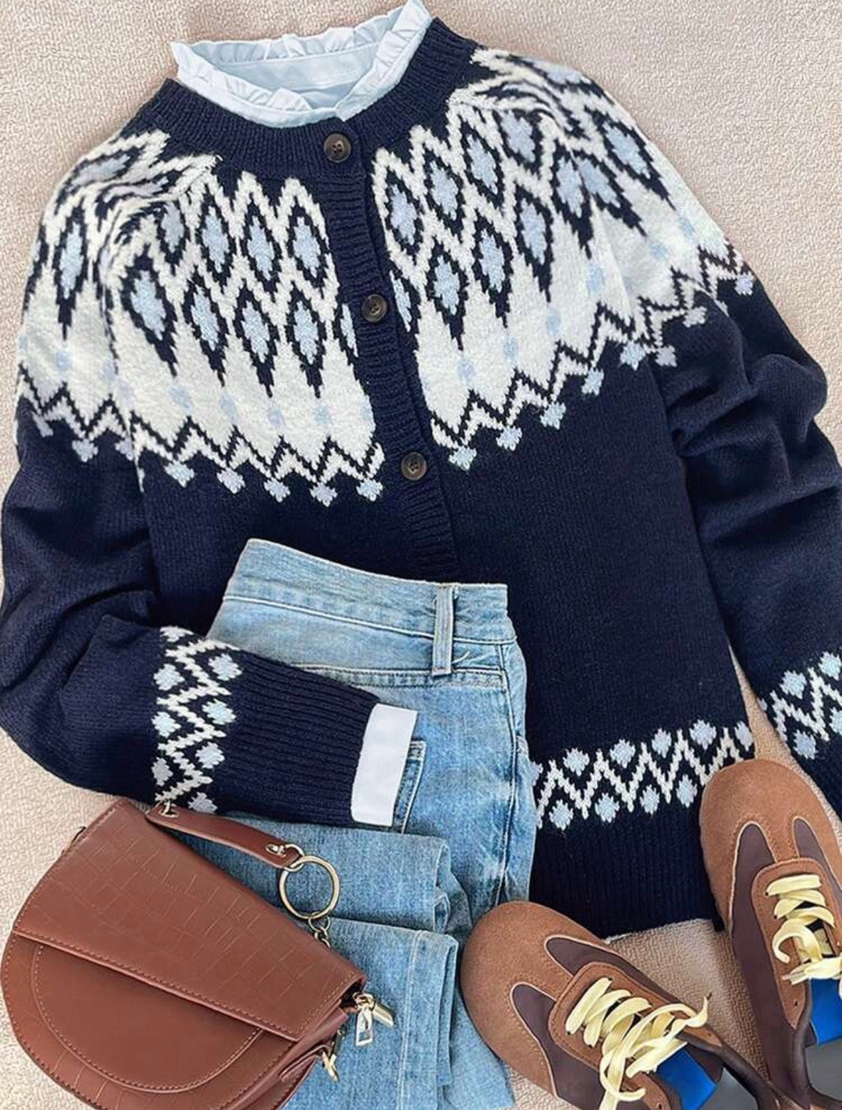 Cardigan en maille -Vintage nordique
