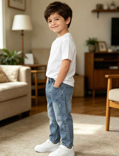 Jeans en denim délavé