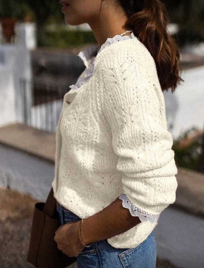 Cardigan tricoté texturé à col V