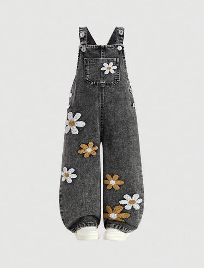 Salopette en jean floral 3D