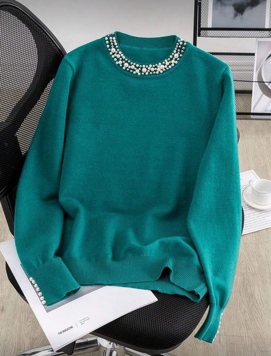 Pull Décontracté Kiko Perles (Vert sapin)